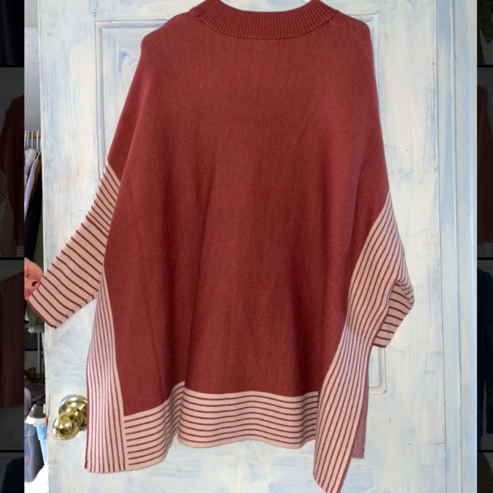 Maroon poncho sweater
